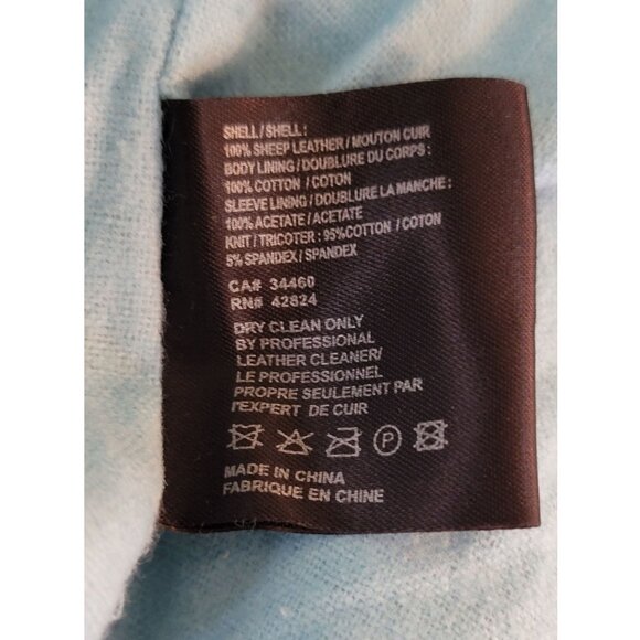 VEDA Asymmetrical Zip Leather Moto Jacket, Sky Blue, Women’s Size Medium - Picture 13 of 13